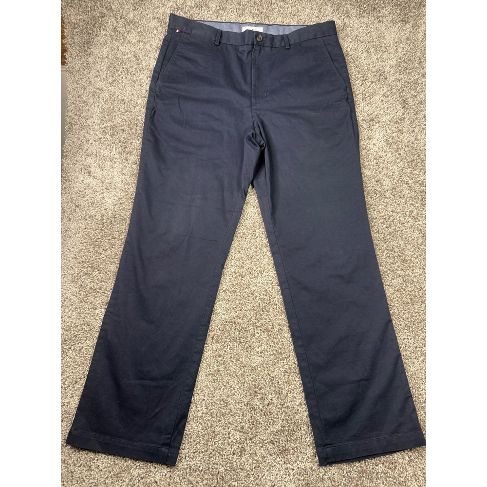 Tommy Hilfiger Mens Dover Regular Straight Fit Chino Pants 34x30 Navy Blue